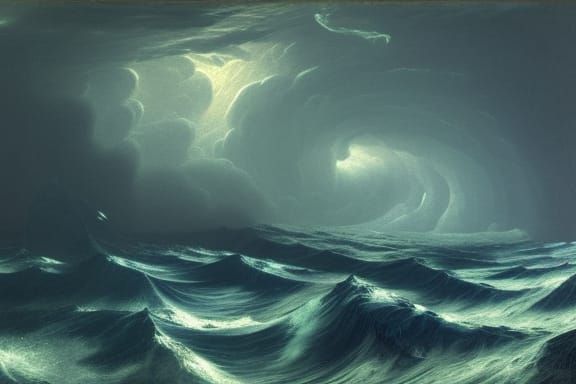 Colossal Ocean Maelstrom in Romanticism Style