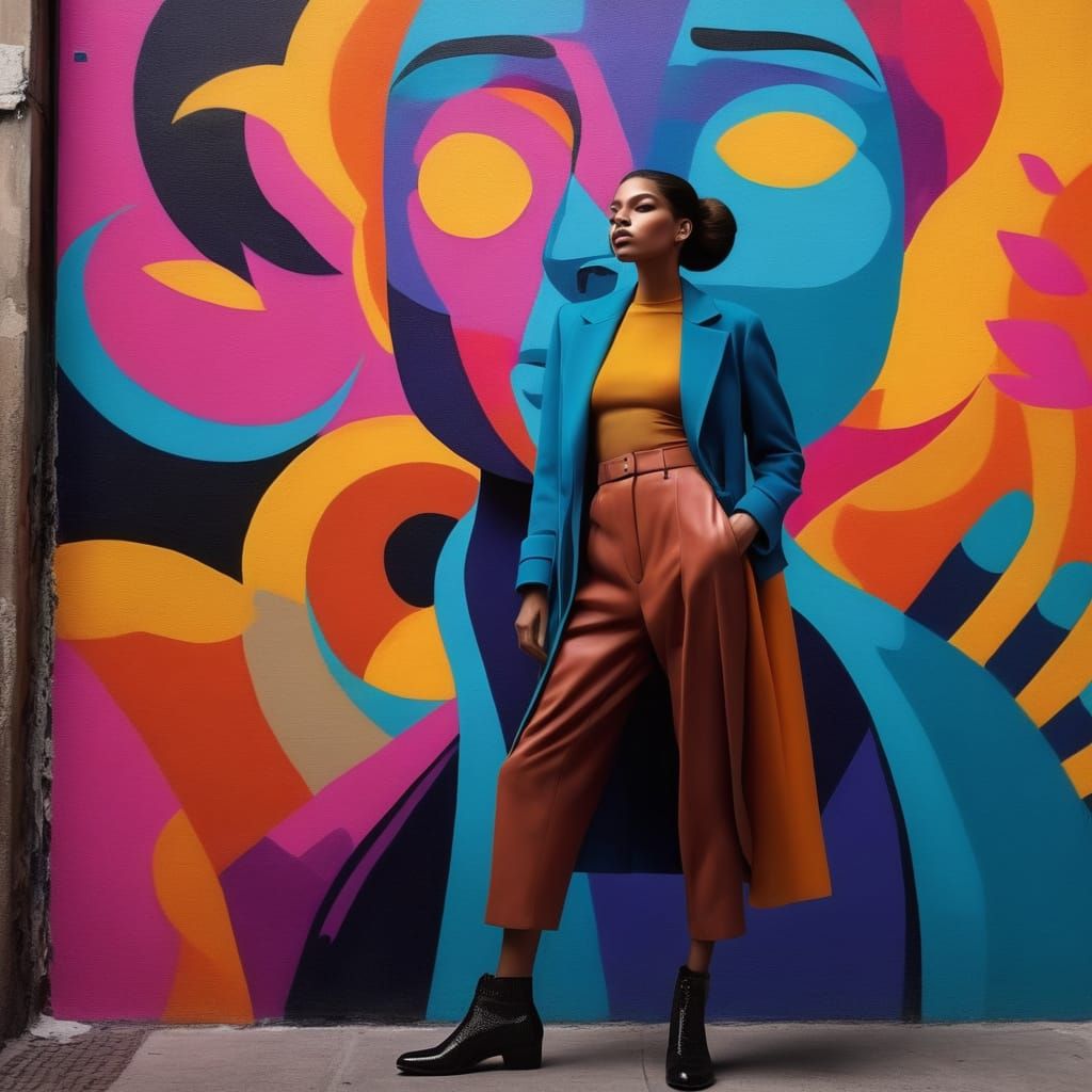 Urban Rebel in a Vibrant Street Art Masterpiece