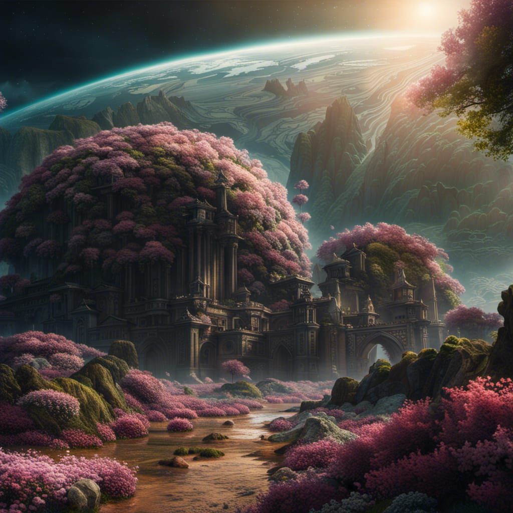Planet Eretu Flower Kingdom: Digital Matte Painting