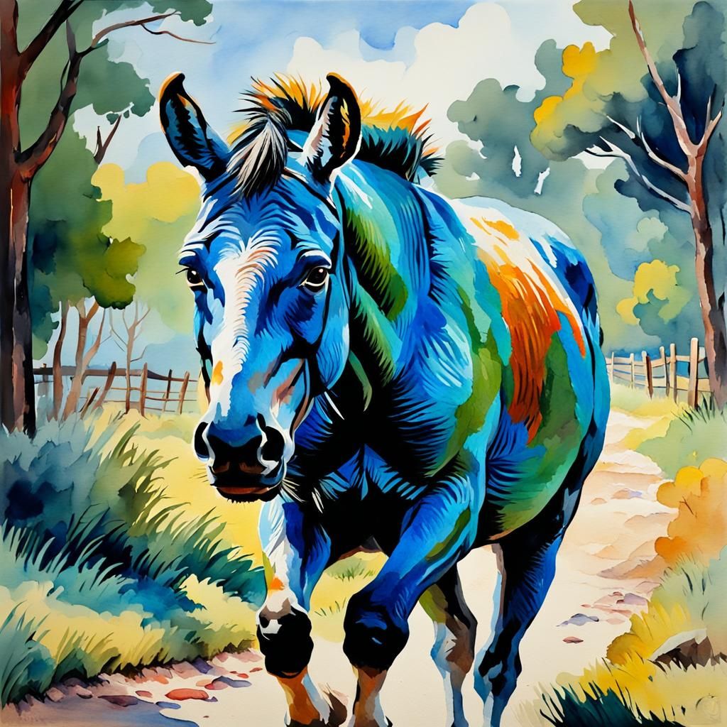 Donkey Punched in Gouache Impressionist Style