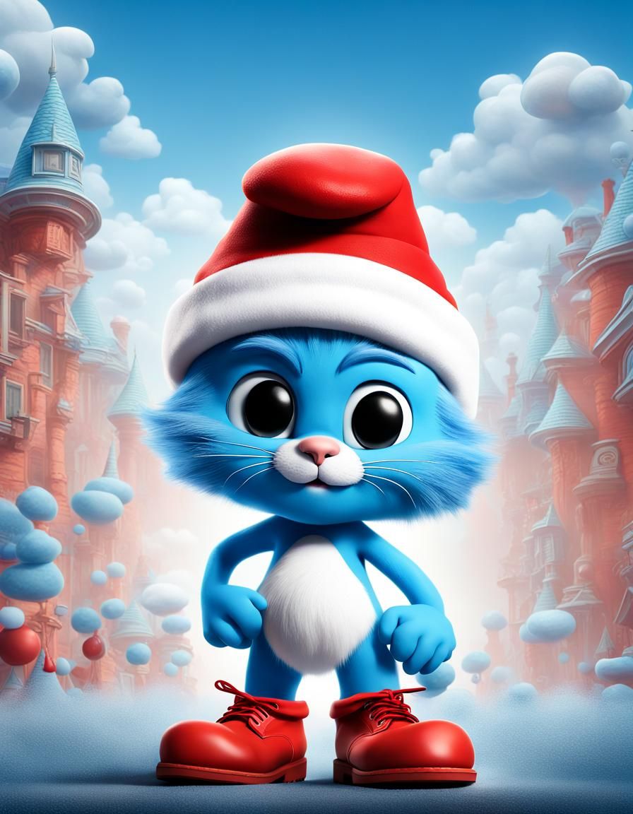 Disney-Style Smurf Cat Movie Poster in 3D