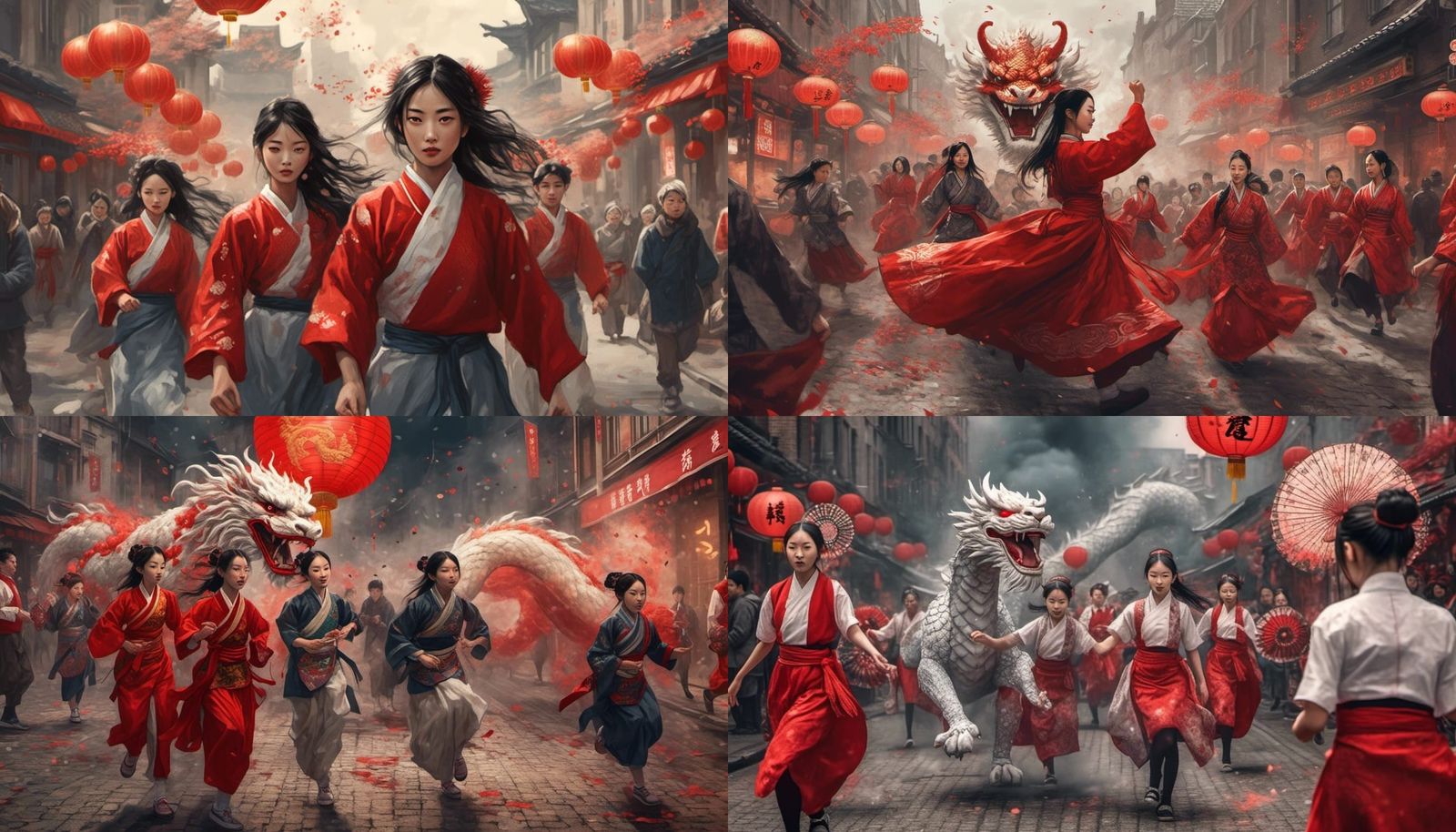 Chinese New Year Celebration in Manga Style