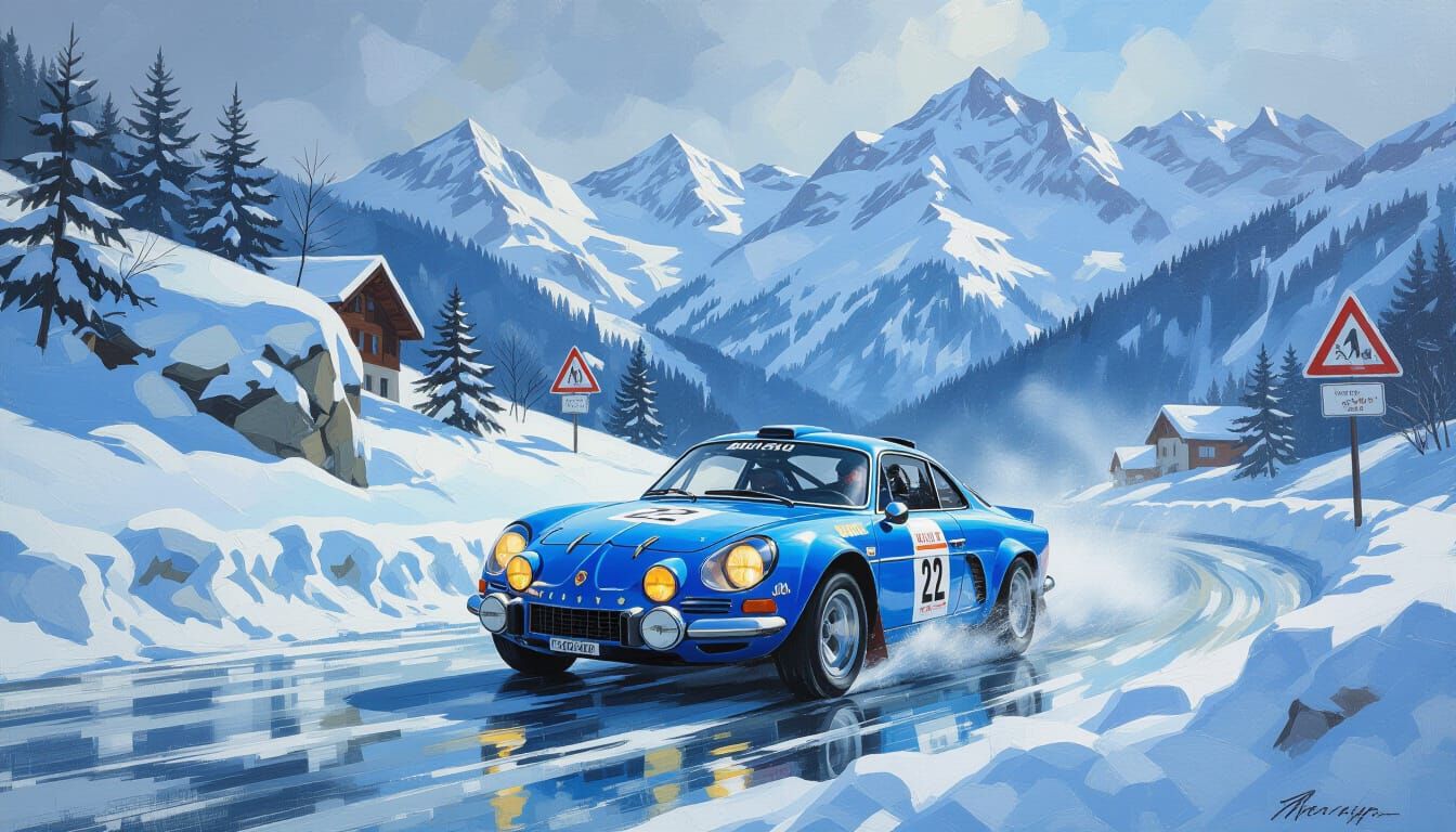 Alpine A110 Rally Car Powers Through Snowy Swiss Alps