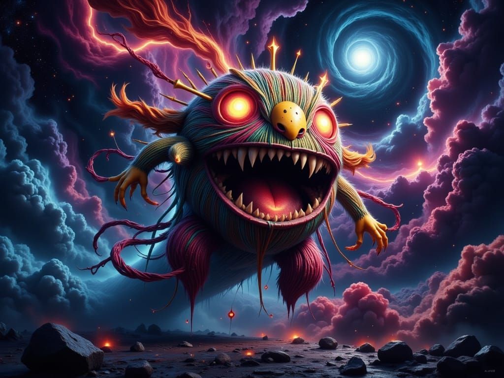 Ominous Kirby Yarn Ball Sucking Galaxy