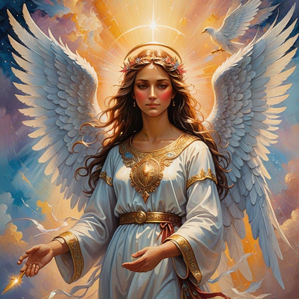 Angels Protect and Uplift in a Vibrant Oil Painting