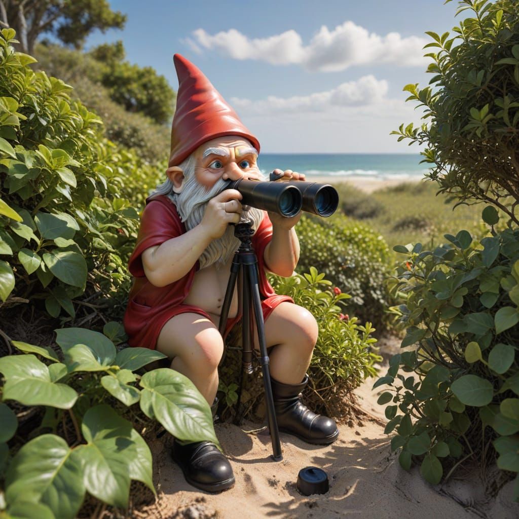 Gnome Peeping Tom at the Beach