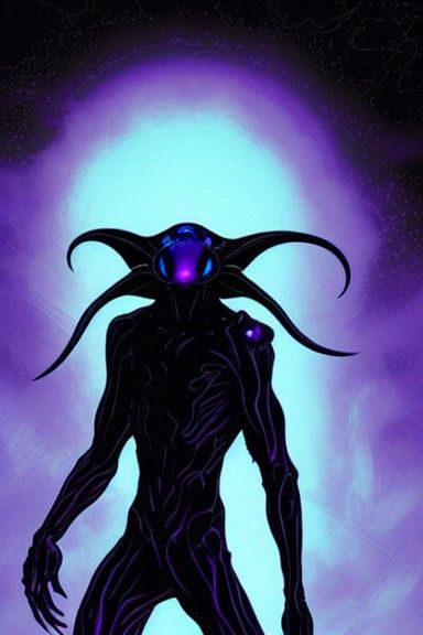 Eldritch Horror: Glowing Alien Silhouette in Comic Style