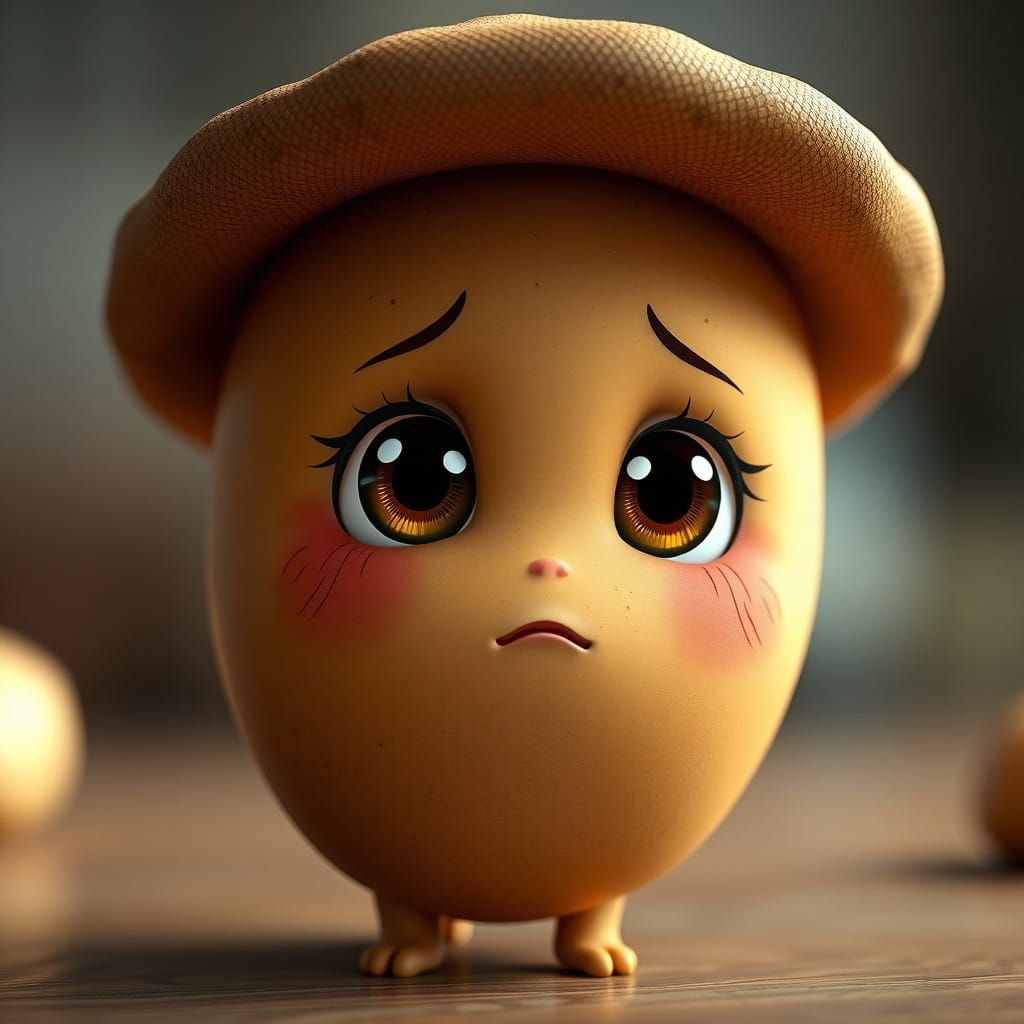 Adorable Anime-Style Sweet Potato Character