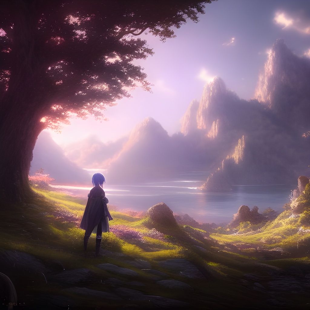 Romantic Landscape in Shounen Anime Style