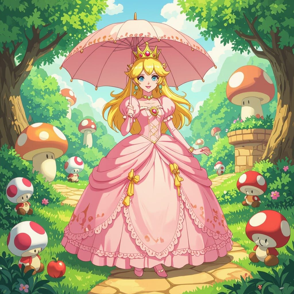 Princess Peach in the Mushroom Kingdom, Whimsical Art