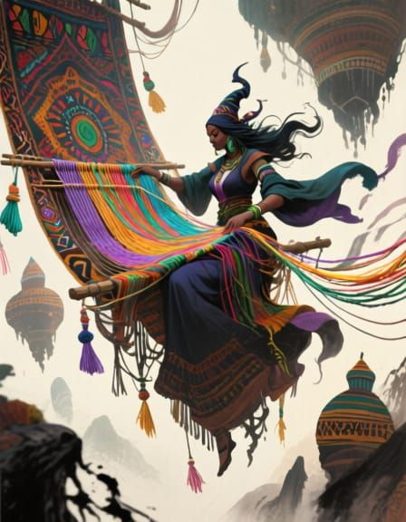 Seamstress Sorceress Weaves Mystical Tapestry