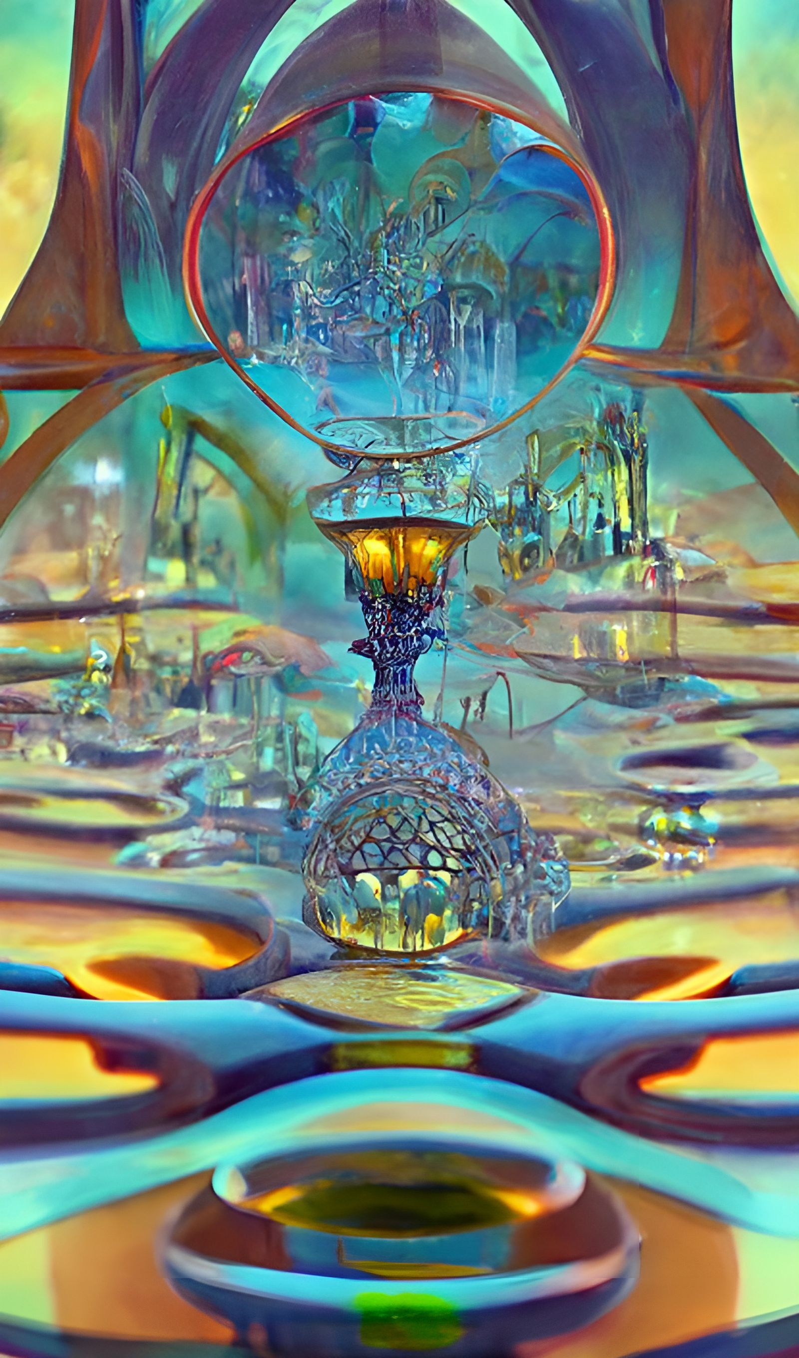 Biopunk Metropolis with Iridescent Details and Luminous Colo...