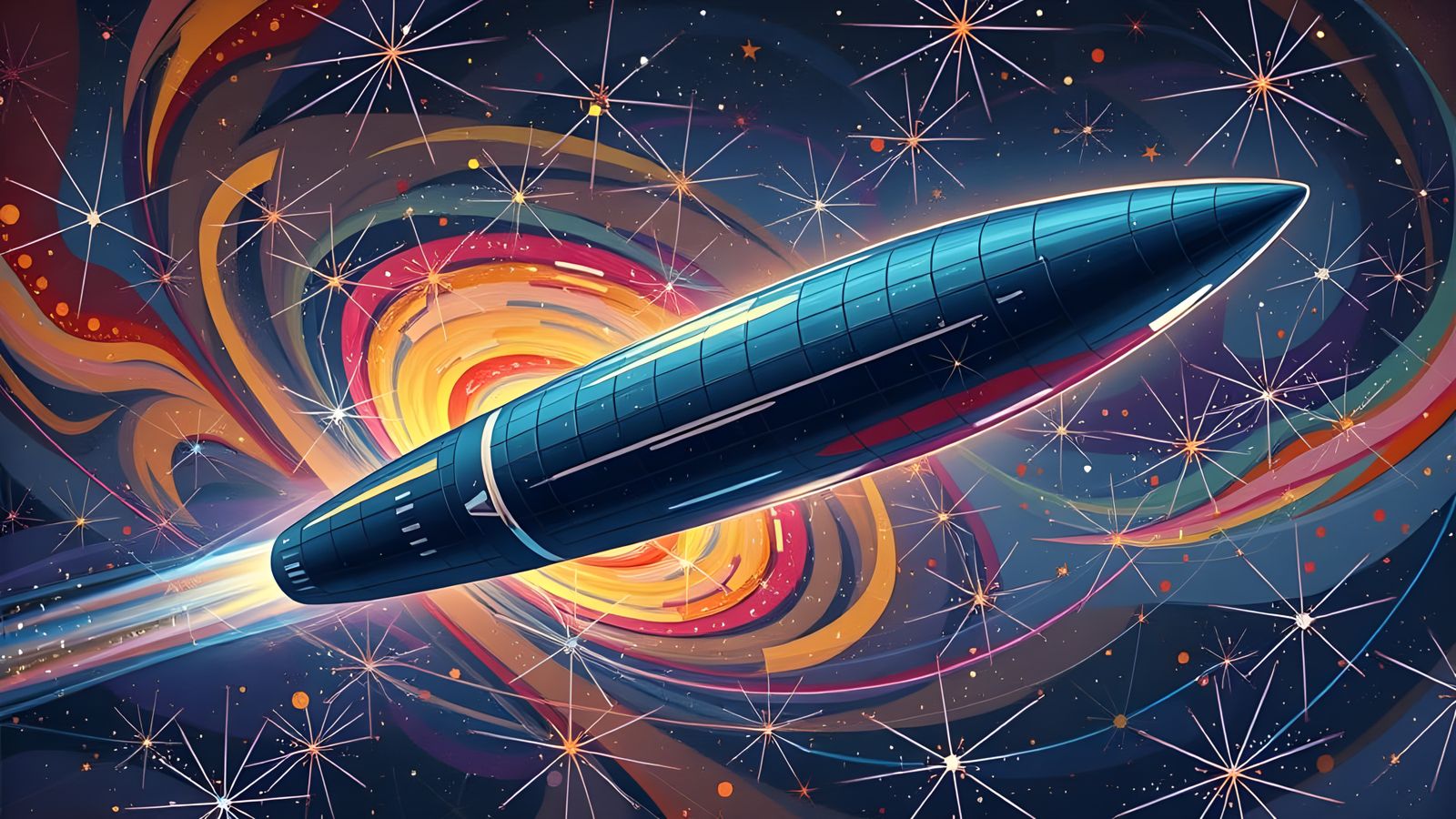 Iridescent Cylinder in a Surreal Cosmic Impasto Painting