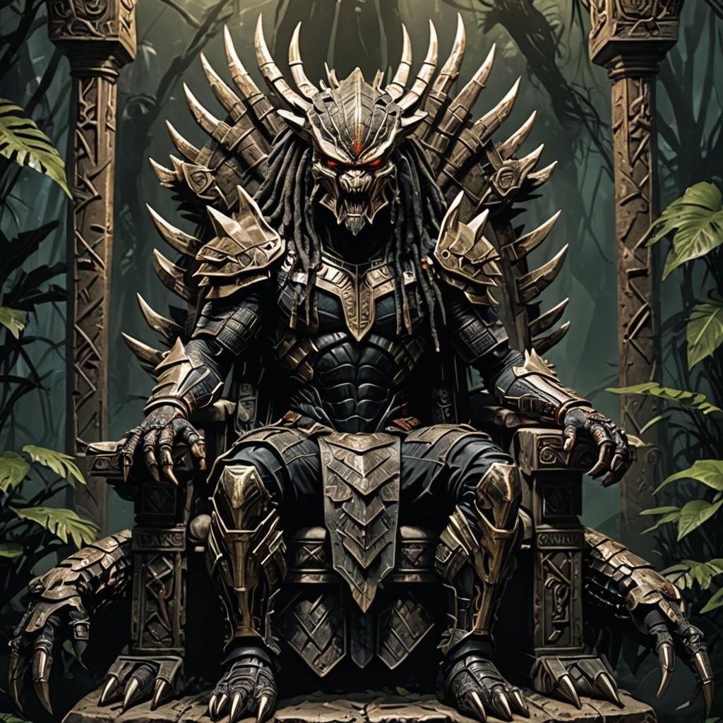Godlike Yautja Predator on Throne