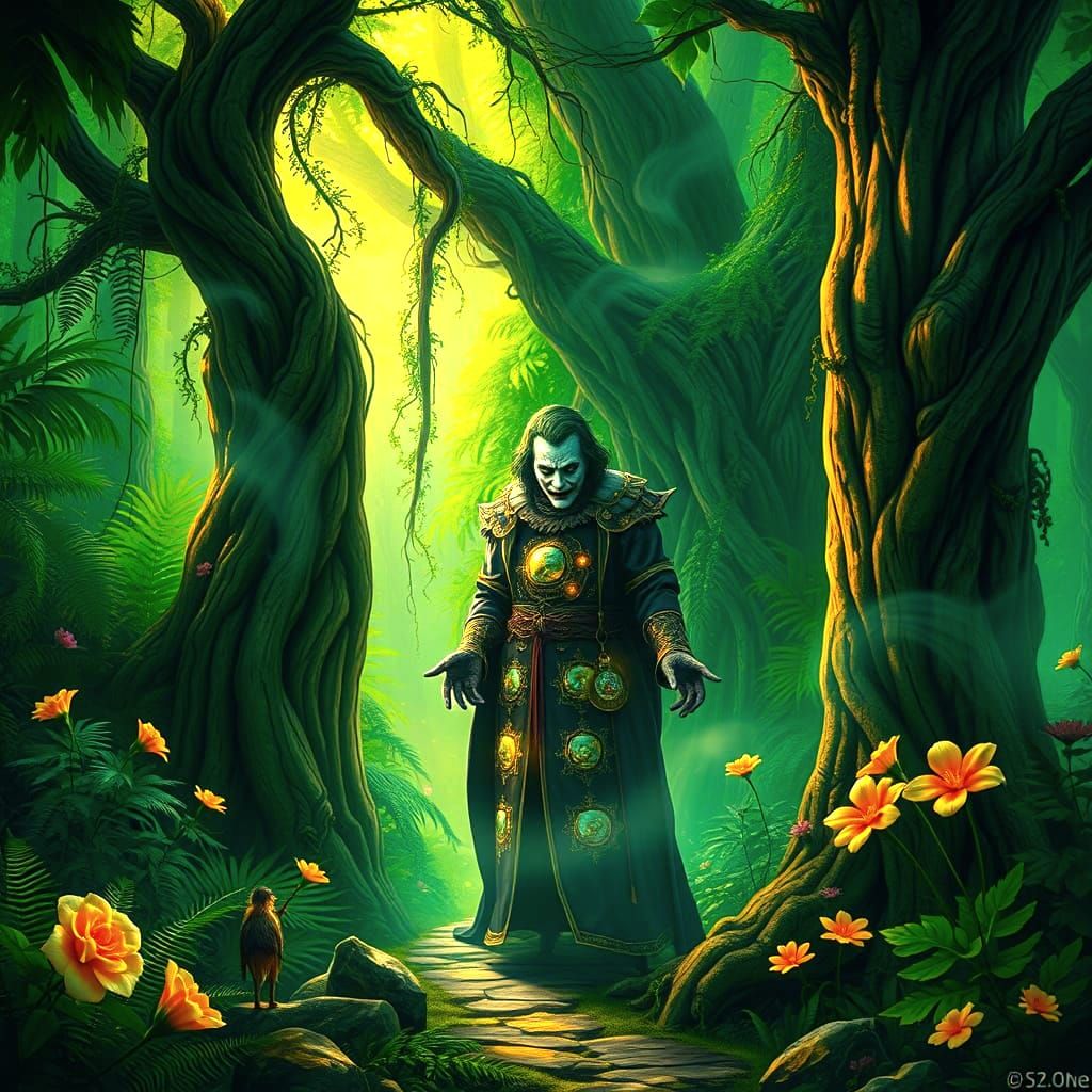 Medieval Jester Finds Solace in Lush Jungle Oasis