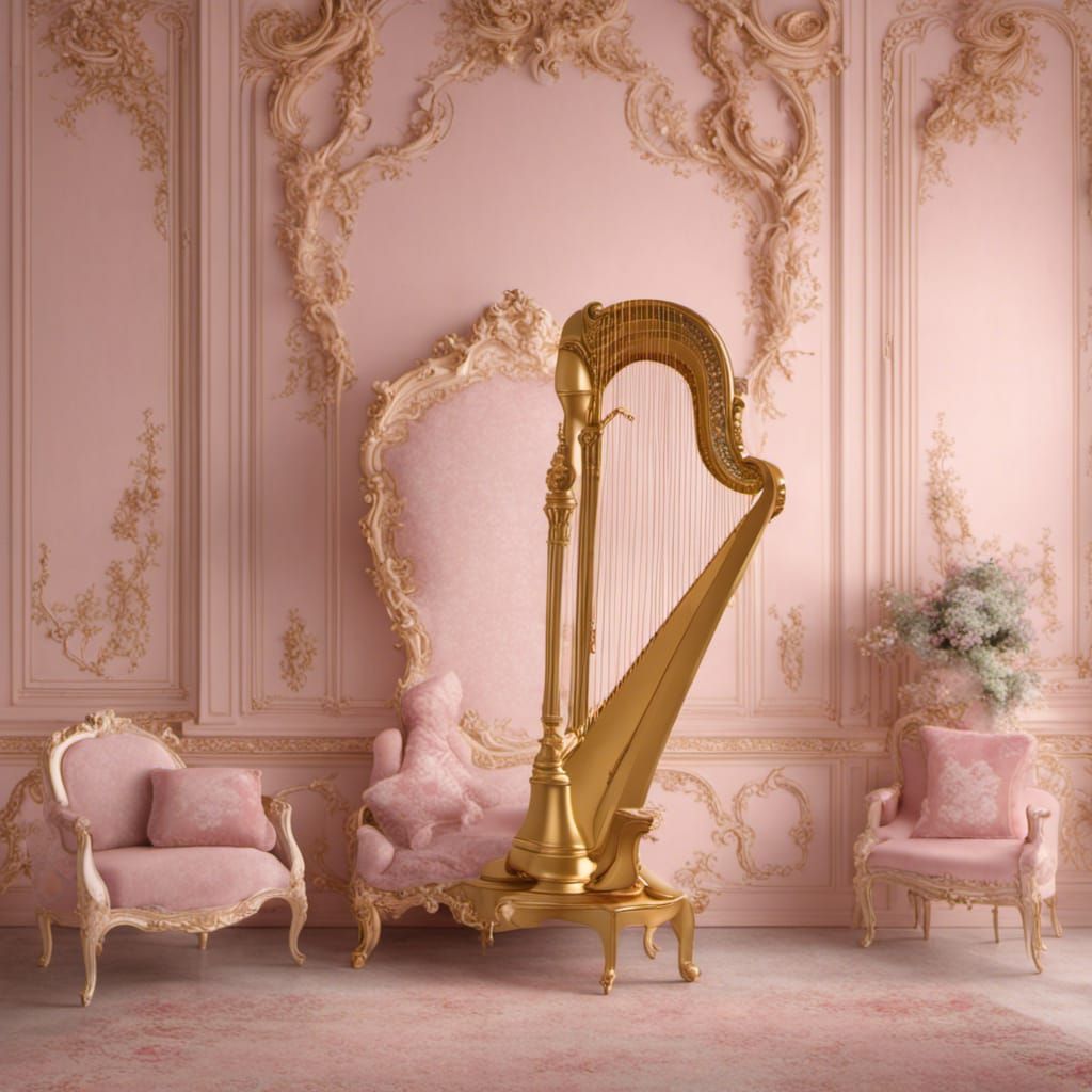 Golden Harp in Rococo Princess Room