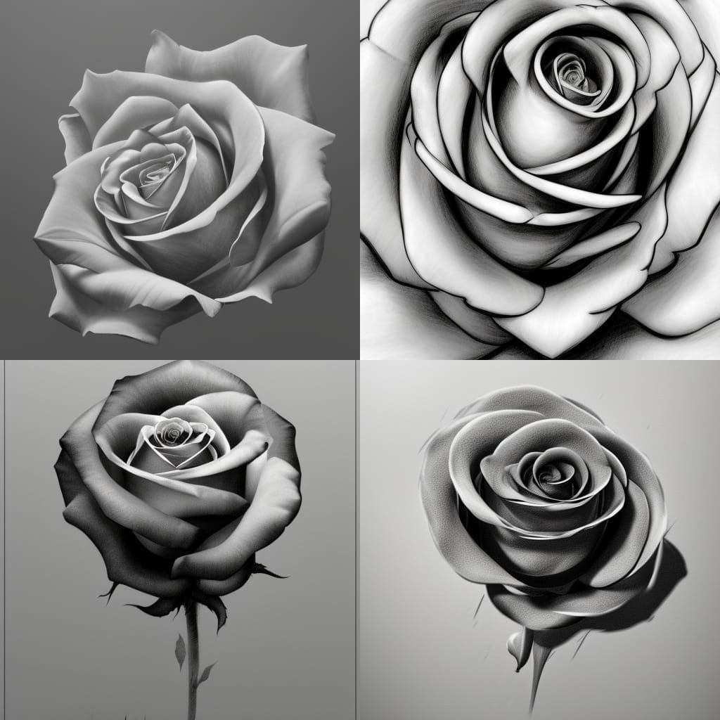 Rose Outline Coloring Page in Black and White