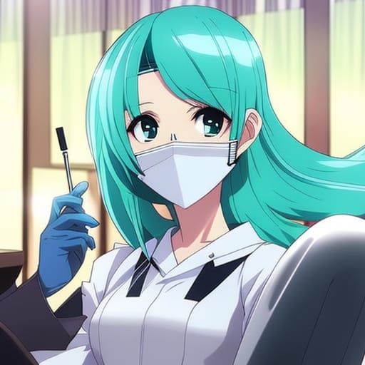 Anime Style Dentist with Green Hair
