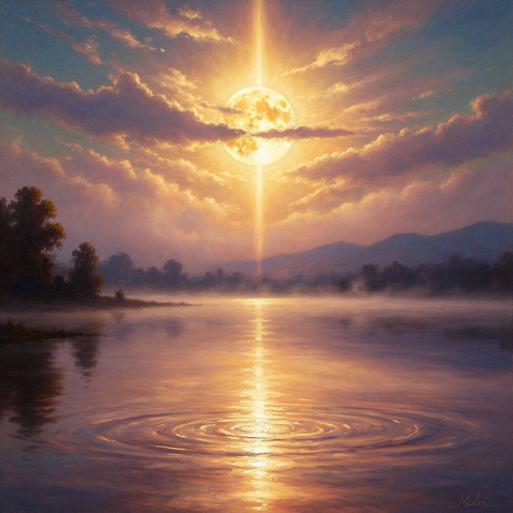 Harvest Moon Over Serene Lake