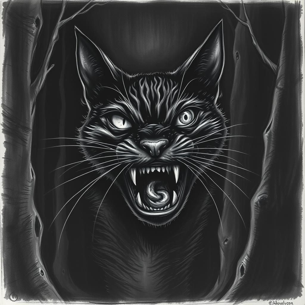 Gothic Black Cat Monster in Charcoal
