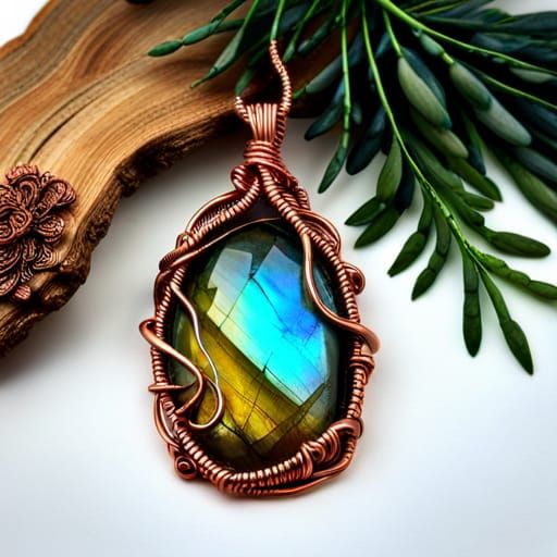 Labradorite Pendant with Electroformed Copper Details