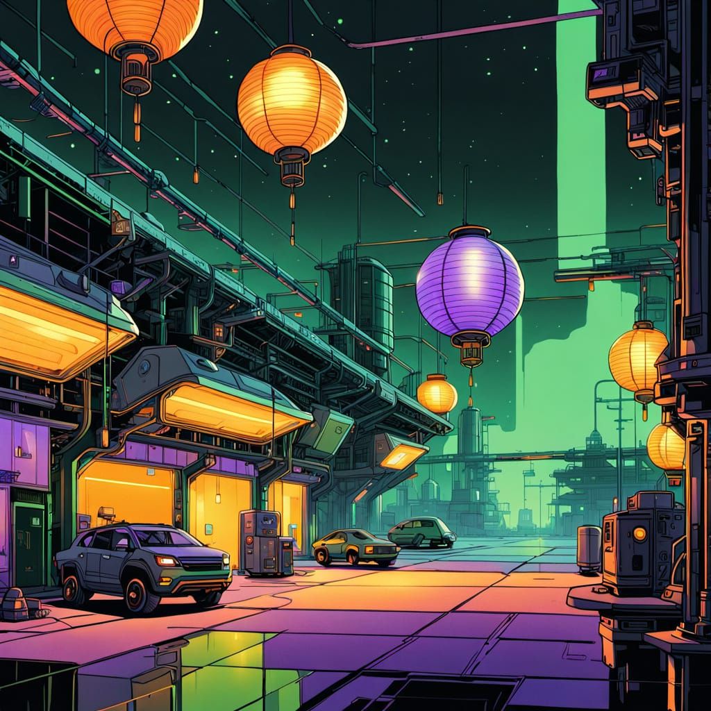 Futuristic Tokyo Industrial Complex Concept Art