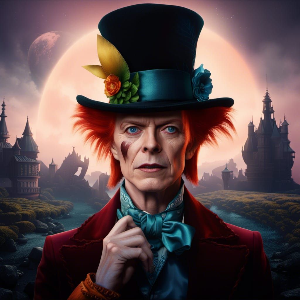 David Bowie as Mad Hatter: Detailed Digital Painting