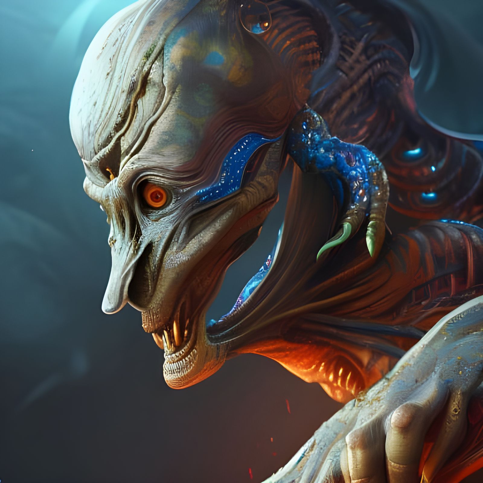 Humanoid Alien Portrait in Detailed Matte Painting