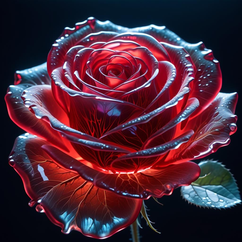Bioluminescent Jelly Rose in Moonlight