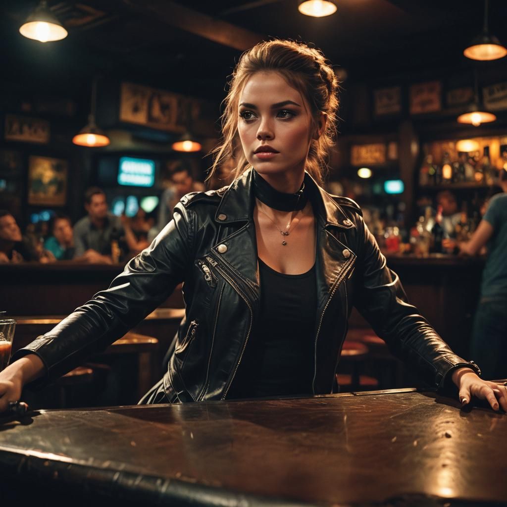 Laughing Child in Bar: Cinematic Film Still