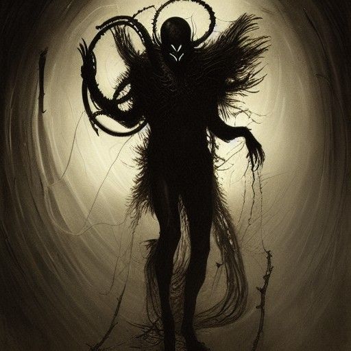 Horrific Wire Demon Symbiote in Engraving Style
