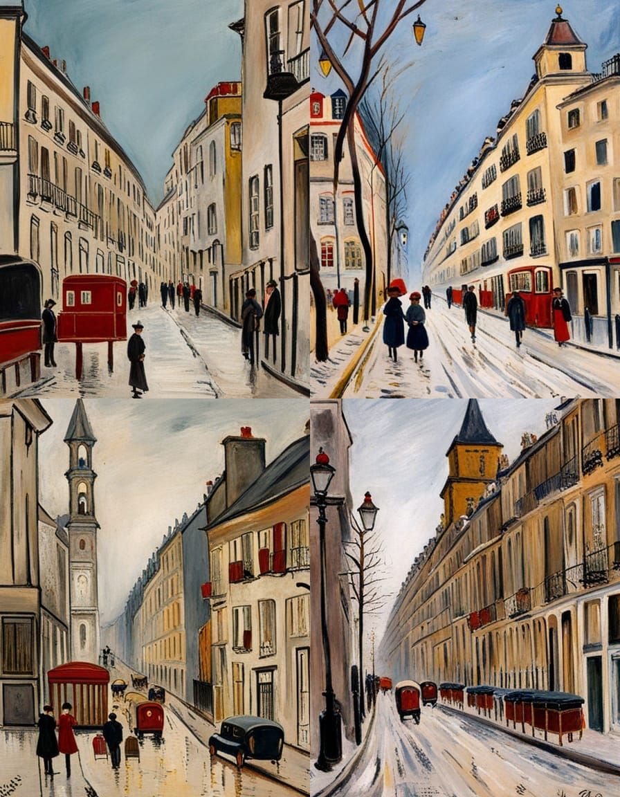 Desaturated Street Scene in Post-Impressionist Style