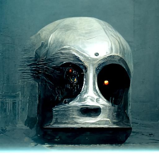 Robotic Mask in Dark Gothic Horror Style