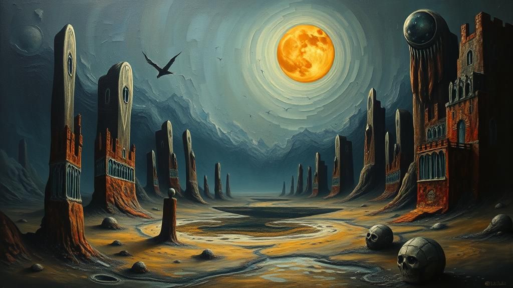 Surreal Figures in a Dreamlike Landscape