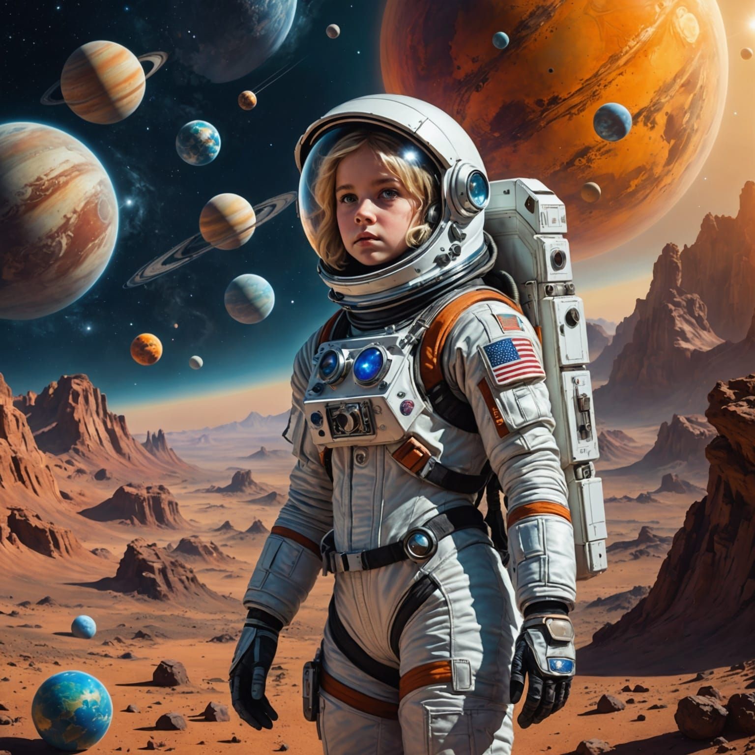 Astronaut Girl Portrait in Fantasy Art Style