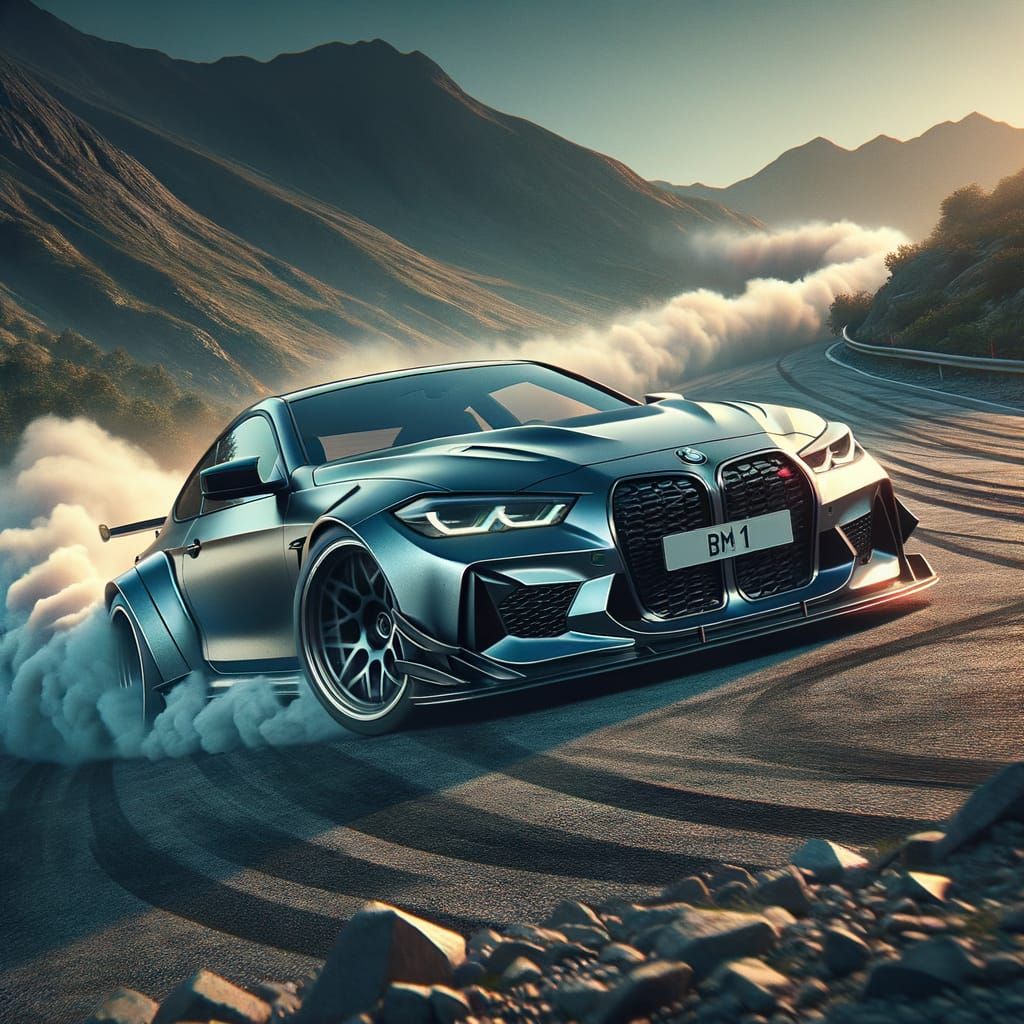 Sports Car Drifting on Mountain Road in 8K