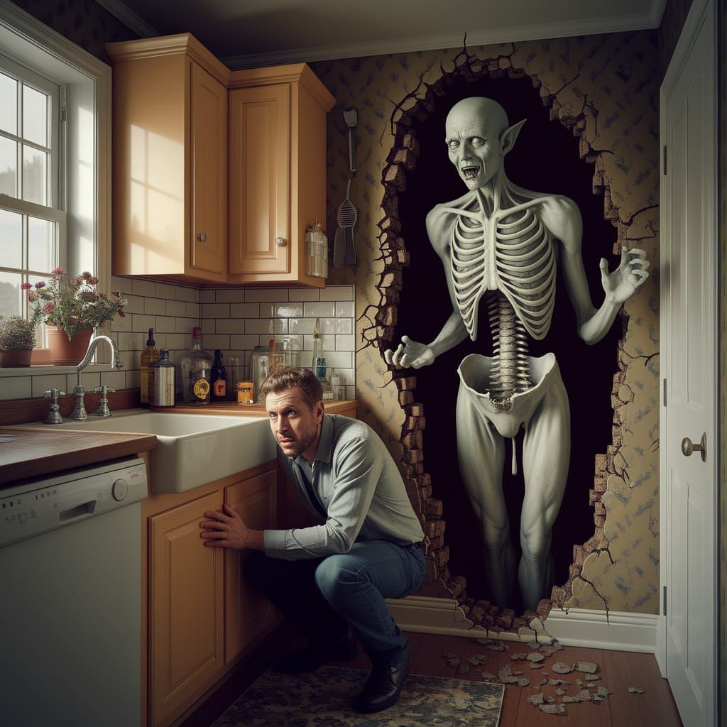 Terrifying Ghostly Apparition in Kitchen Corner