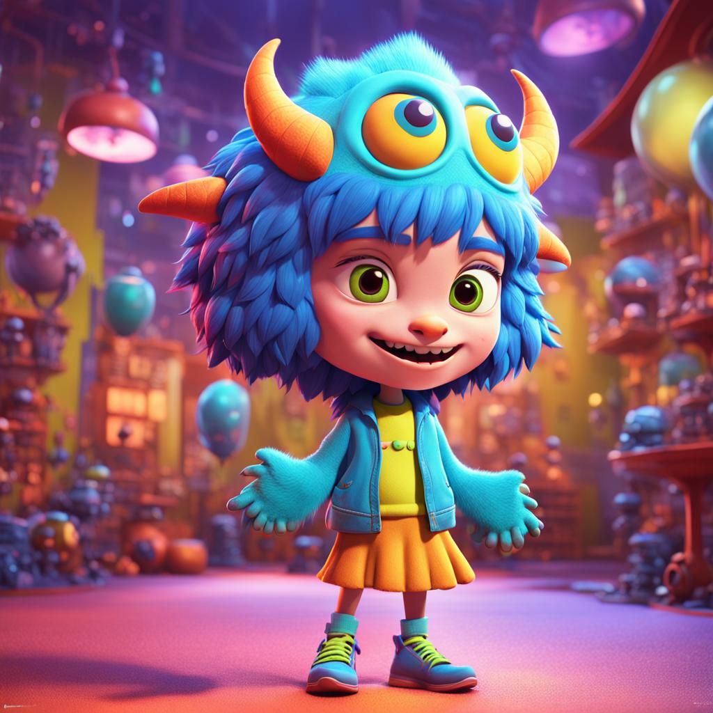 Monster Girl in Pixar-Inspired 3D Art