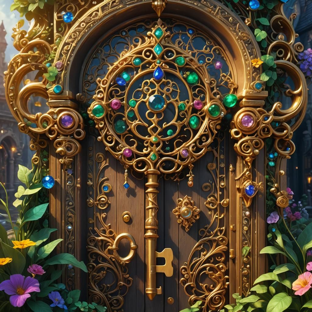 Jeweled Key Opens Door to Dreamland: Fantasy Art