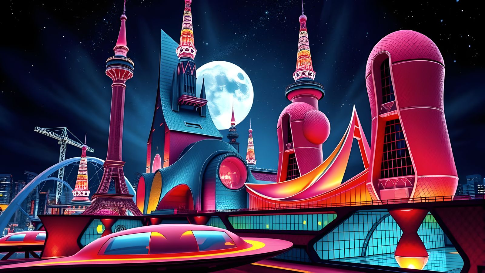 Vibrant Iron Architecture at Night