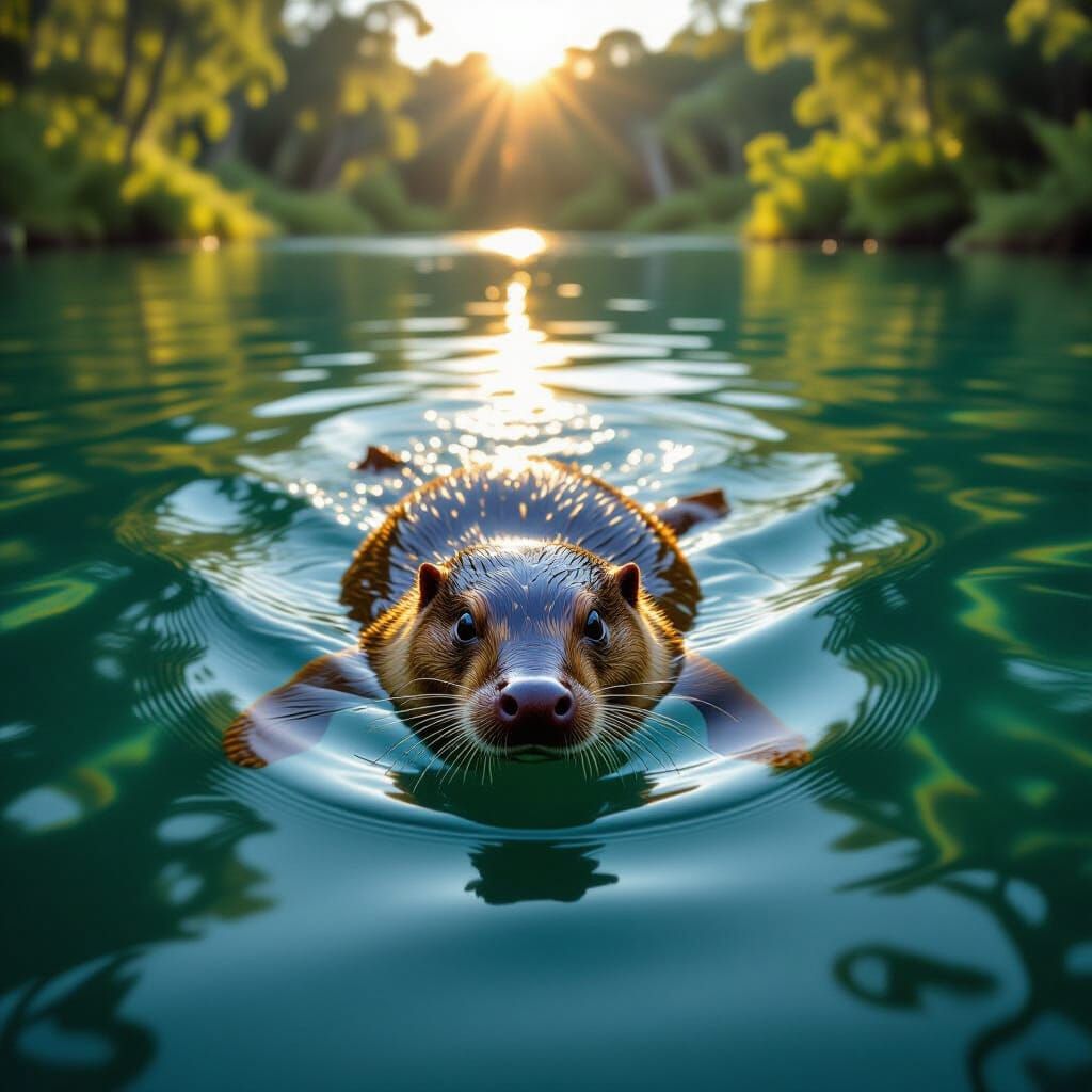 Platypus in Lake: Photorealistic Wildlife Scene