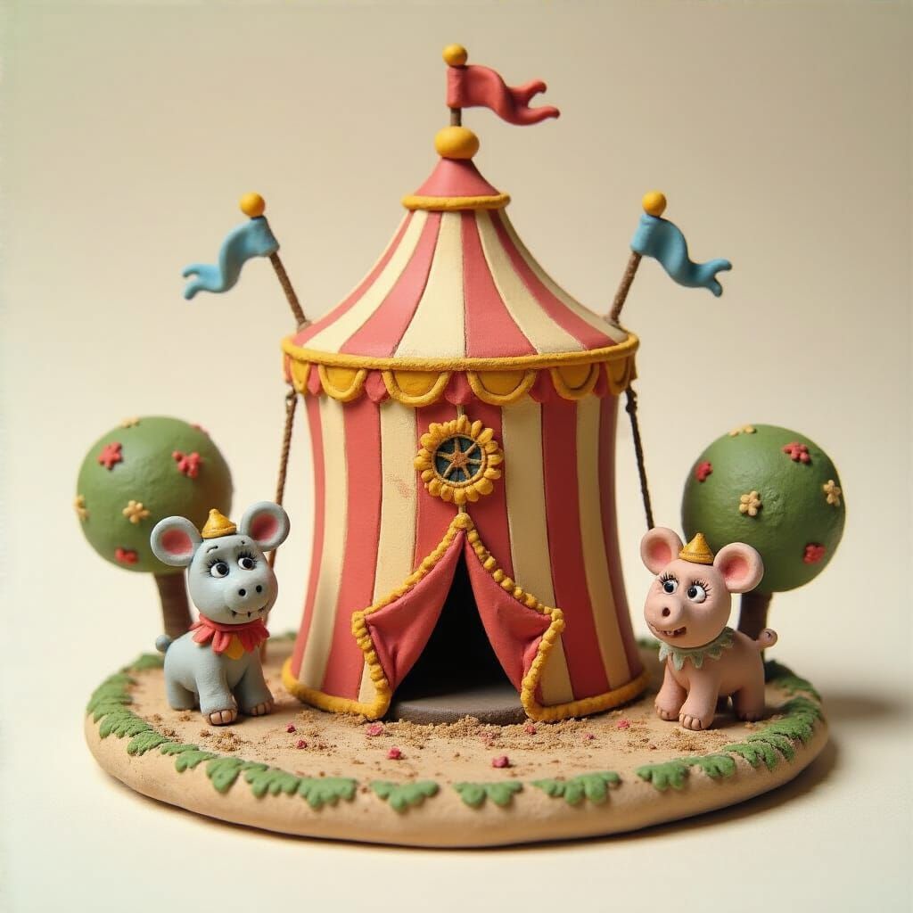 Cute Clay Texture Circus Scene