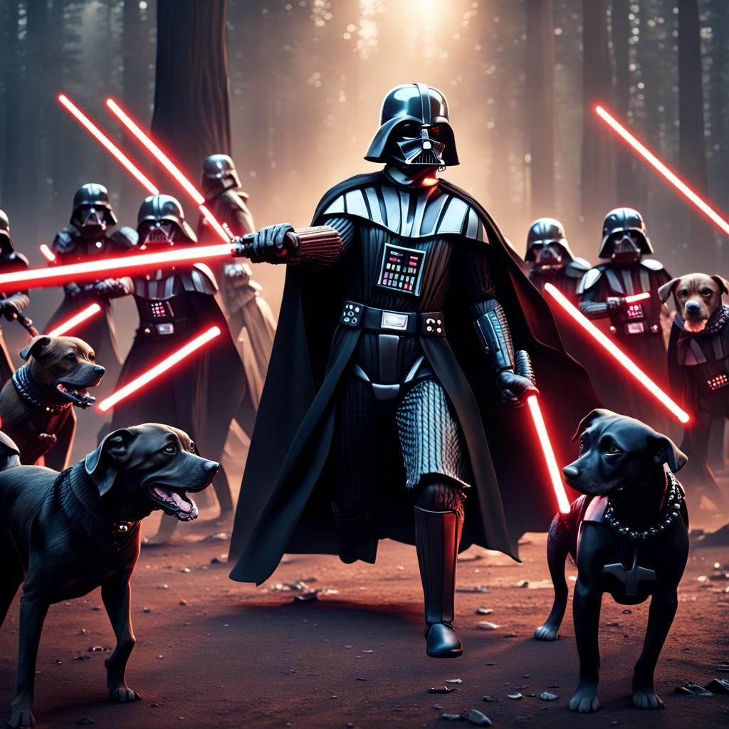 Darth Vader vs Dog Army: Detailed Matte Painting