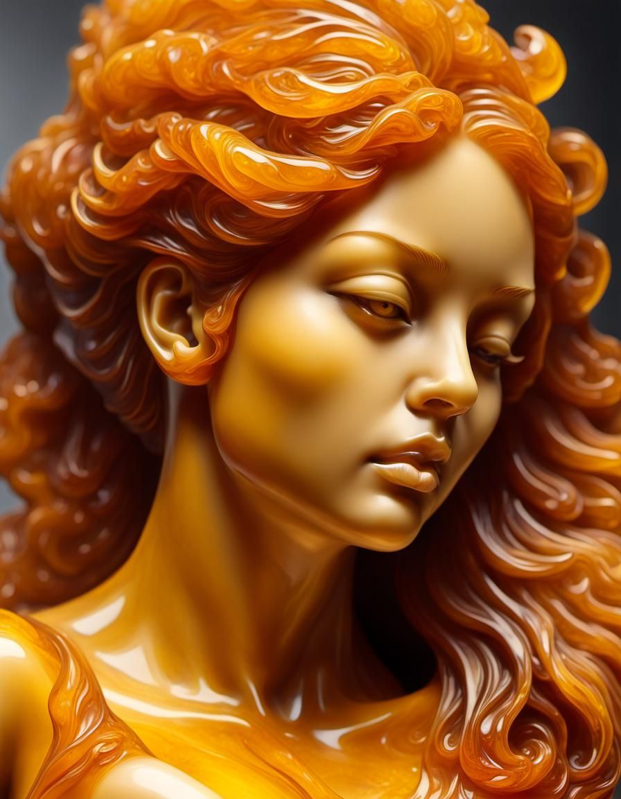 Amber Carving of a Beautiful Woman