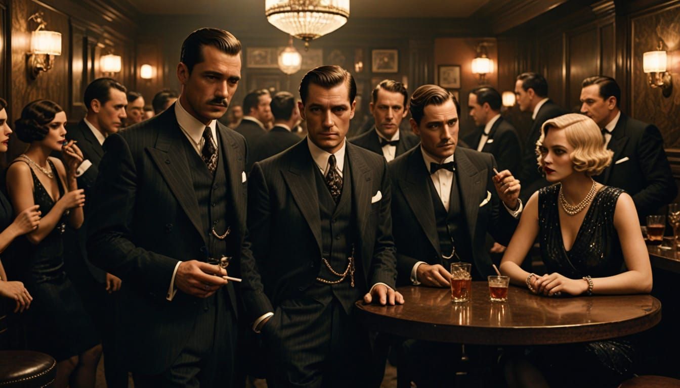 1920s Speakeasy Scene with Glamour and Intrigue