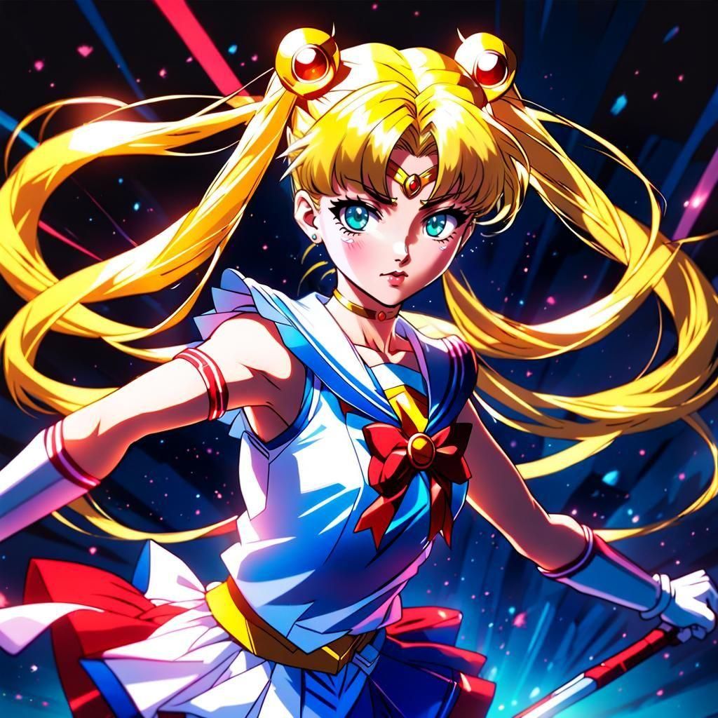Elegant Sailor Moon Portrait in a Dreamy Anime Aesthetic