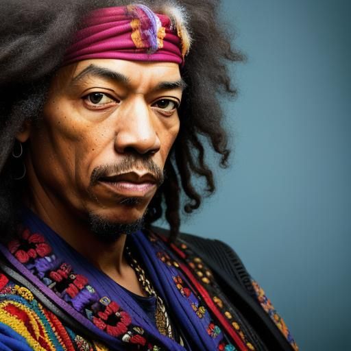 Professional Portrait of Jimi Hendrix with Bokeh