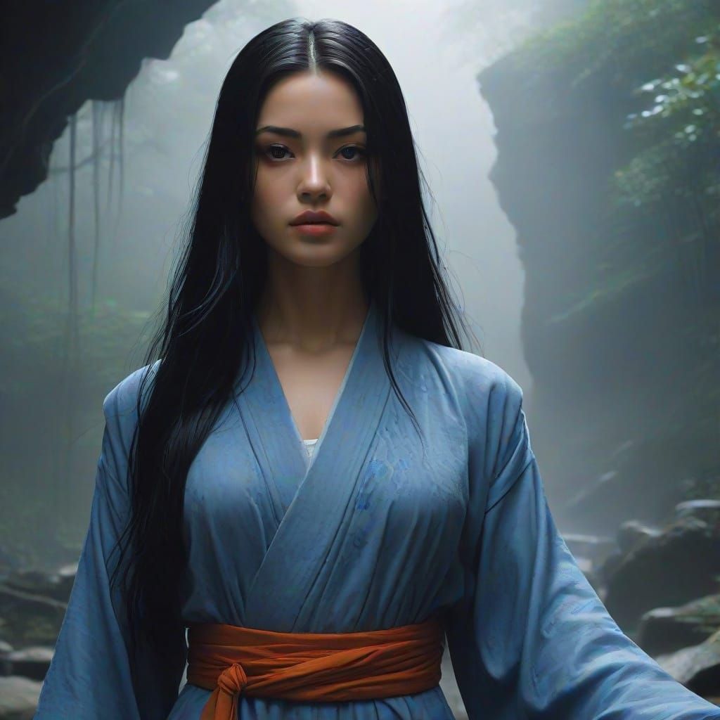 Young Nun Monk Warrior in Epic, Sci-Fi Landscape