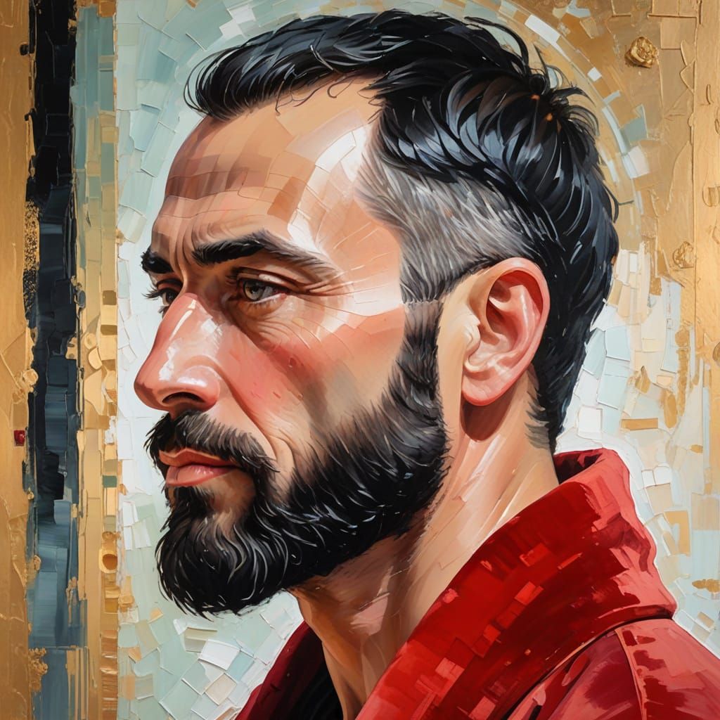 Turkish Gentleman in Velvet Robe Amidst Ancient Mosque Opule...