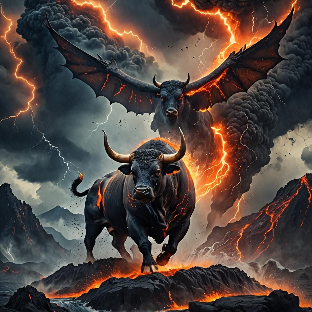 Majestic Bull Eruption: a Digital Matte Painting